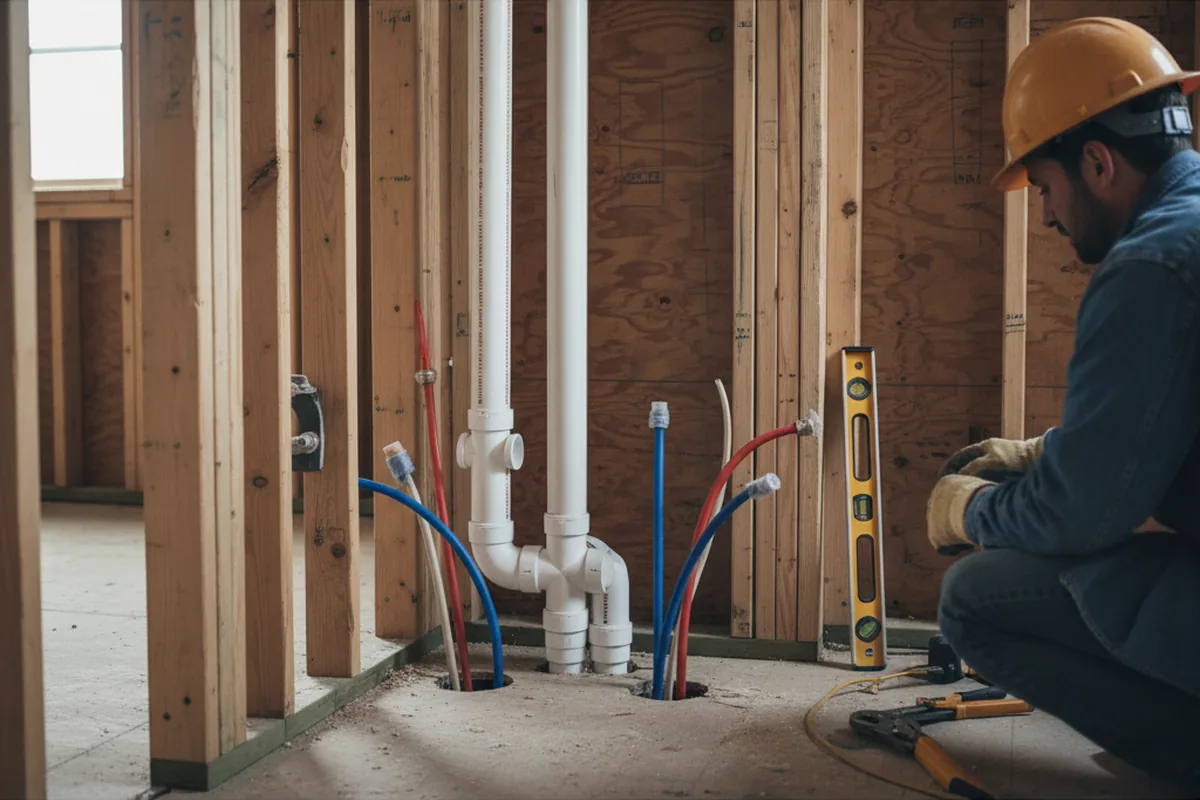 Drain and supply rough-in during Drain Cleaning in Villa Ridge